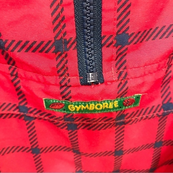 Gymboree Red and Blue Plaid Wind Breaker Pull Over Jacket Vintage - Picture 4 of 8